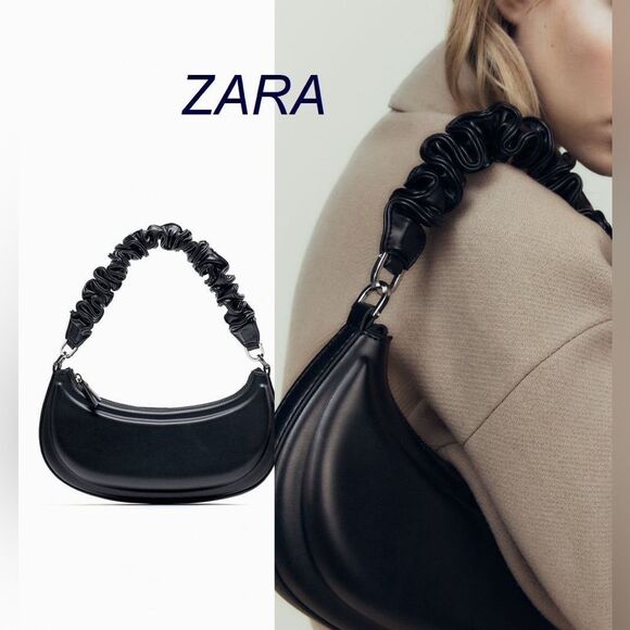 ZARA HALF MOON RUCHED STRAP SHOULDER BAG - Picture 1 of 6